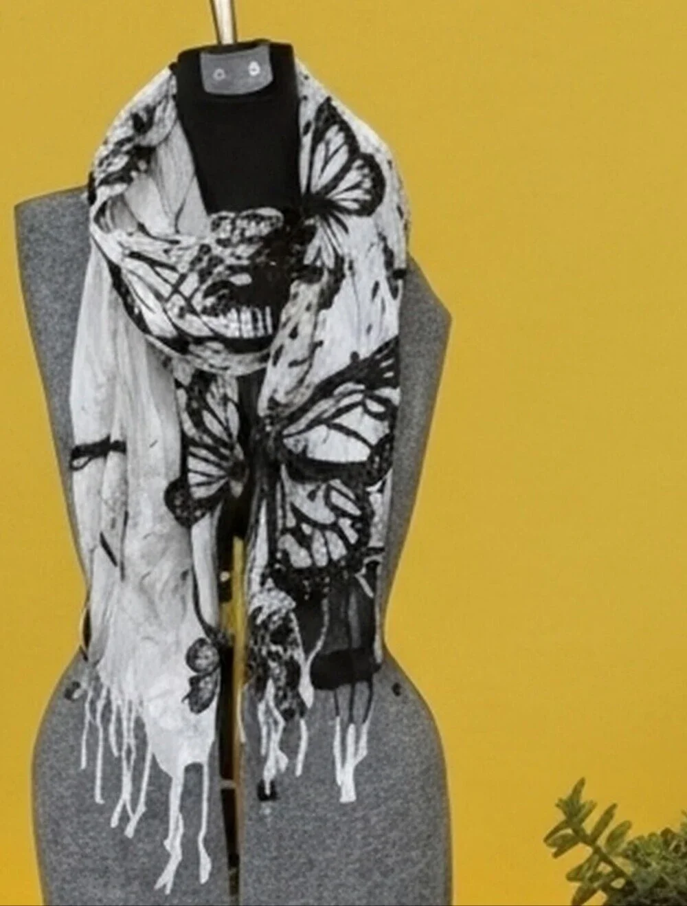 NWT 100% Cotton Birdcage Butterfly Pashmina Scarf Shawl Gothic Art Print 32x70